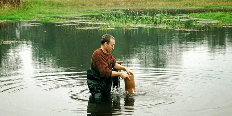 Abfluss setzen im Teich